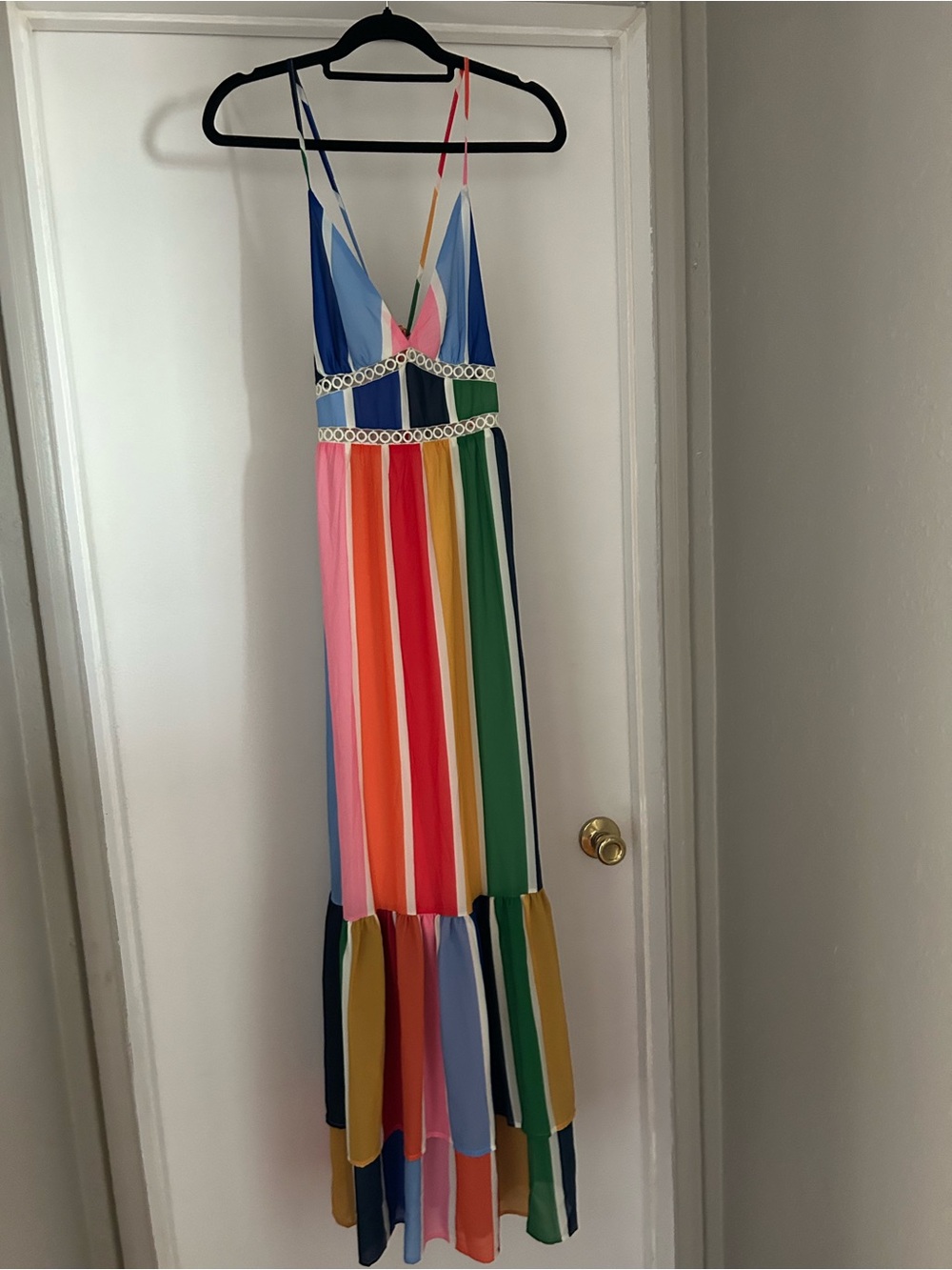 Kids Rainbow Stripe Maxi Swim Cover-Up Dress